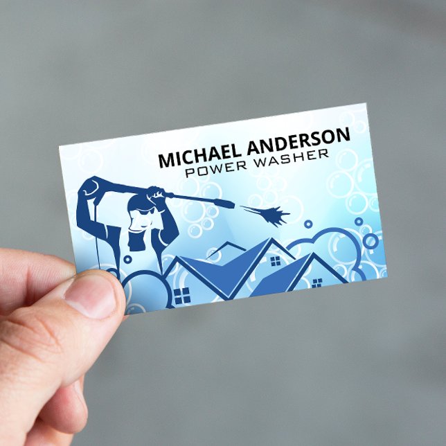 Pressure Cleaning House Logo | Soap Bubbles Business Card (Creator Uploaded)