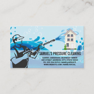 Pressure Cleaning   Worker   Soap Bubbles  Business Card