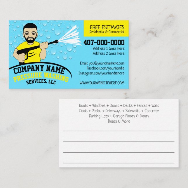 Pressure Power Washing & Cleaning Customisable Bus Business Card (Front/Back)