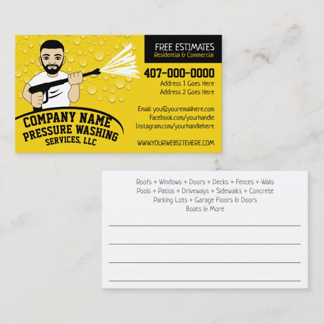 Pressure Power Washing & Cleaning Customisable Bus Business Card (Front/Back)