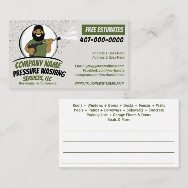 Pressure Power Washing & Cleaning Customisable Bus Business Card (Front/Back)