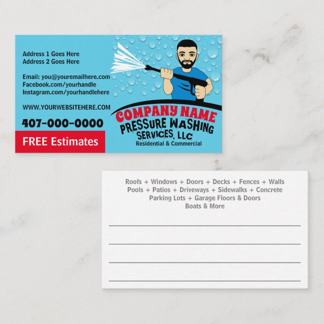 Pressure Power Washing & Cleaning Customisable Bus Business Card (Front/Back)