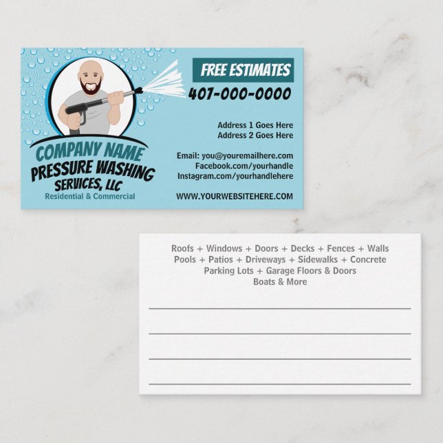 Pressure Power Washing & Cleaning Customisable Business Card (Front/Back)
