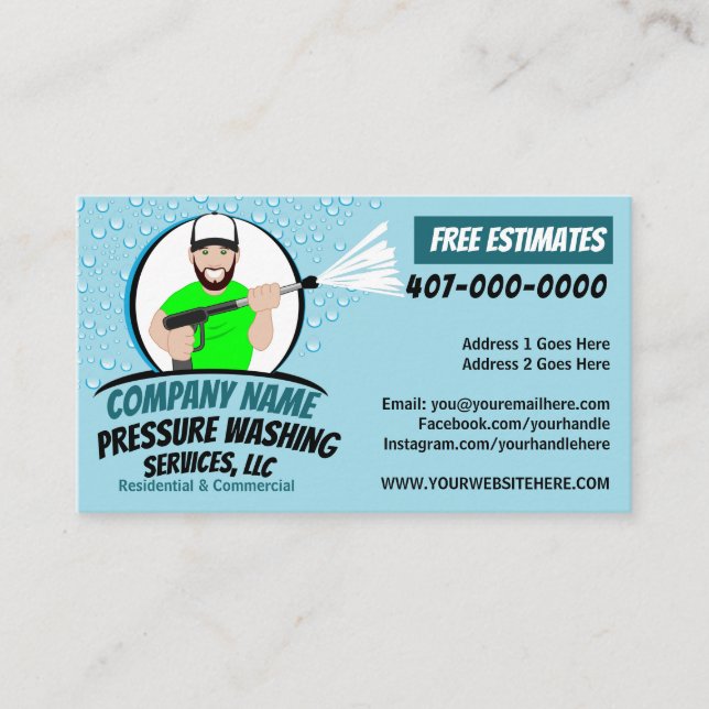 Pressure Power Washing & Cleaning Customisable Business Card (Front)