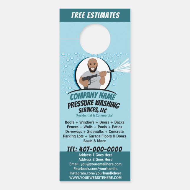 Pressure Power Washing & Cleaning Customisable  Door Hanger (Front)