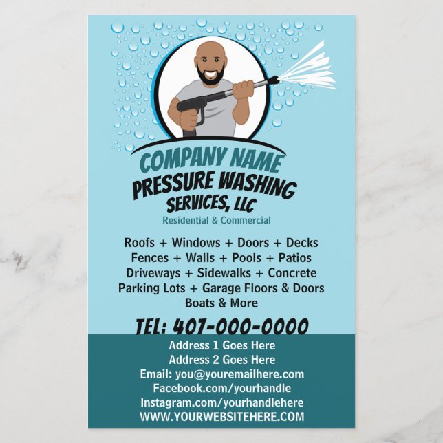 Pressure Power Washing & Cleaning Customisable Flyer (Back)
