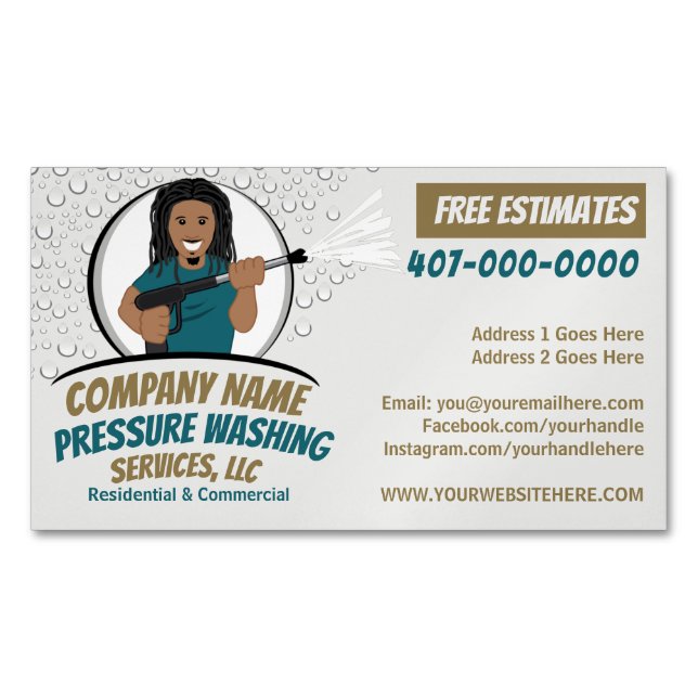 Pressure Power Washing & Cleaning Customisable Magnetic Business Card (Front)