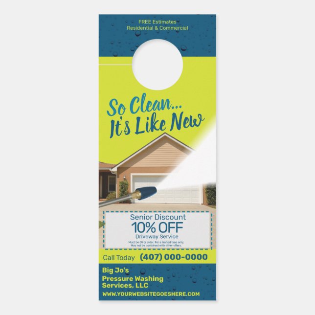 Pressure Power Washing Customisable Template Door Hanger (Front)