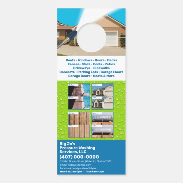 Pressure Power Washing Customisable Template Door Hanger (Back)