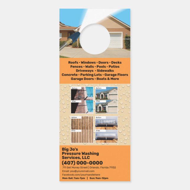 Pressure Power Washing Customisable Template Door Hanger (Back)