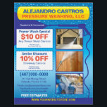 Pressure Power Washing  Flyer Full Page Template<br><div class="desc">Customise this pressure washing (power washing)  full page flyer template design to suit your needs and business. This pressure washing template displays pressure washer and water beads background. See matchting products like the pressure washing business card template.</div>