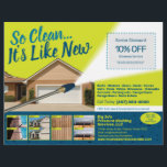 Pressure Power Washing  Flyer Template<br><div class="desc">Personalise and customise this eyecatching pressure washing (power washing) professional flyer template design to suit your business/company's needs. This pressure washing template displays images of before and after pressure washed surfaces. Add your logo for more effective branding. Customise the coupon offer on flyer to attract potential clients. Great for Every...</div>