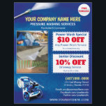 Pressure Power Washing  Flyer Template<br><div class="desc">Customise this pressure washing (power washing)  flyer template design to suit your needs and business. This pressure washing template displays pressure washer and water beads background.</div>