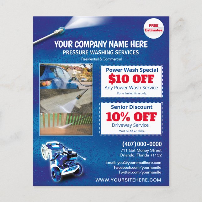 Pressure Power Washing  Flyer Template (Front)