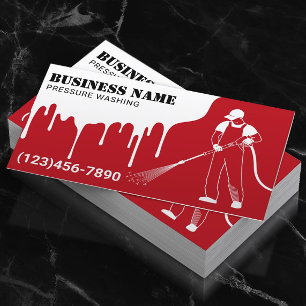 Pressure Power Washing Red Professional Cleaning Business Card