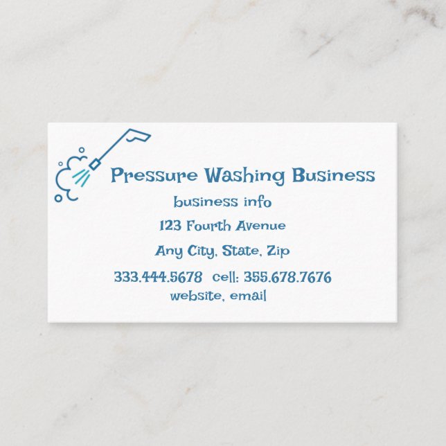 Pressure Power Washing Service Custom Business Card (Front)