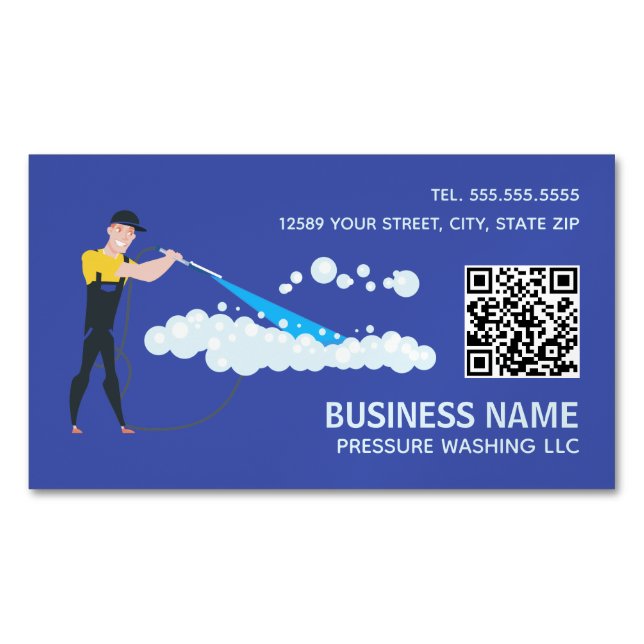 Pressure Wash Custom QR Magnetic Business Card (Front)