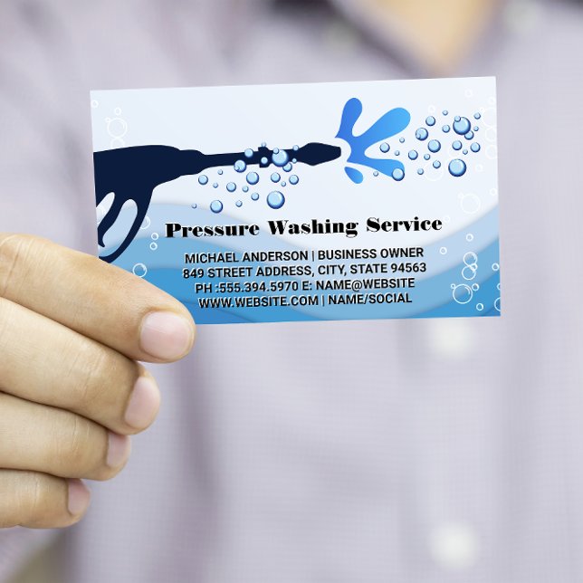 Pressure Wash Water Spray | Soap Bubbles Business Card (Creator Uploaded)