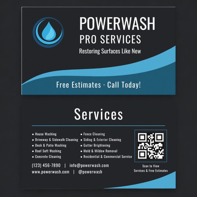 Pressure Washer QR Code Professional Business Card (Creator Uploaded)