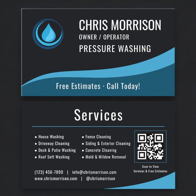 Pressure Washer Service QR Code Business Card (Creator Uploaded)