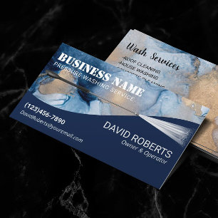 Pressure Washing Abstract Navy & Gold Cleaning Business Card