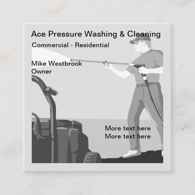 Pressure Washing And Cleaning Square Business Card (Front)