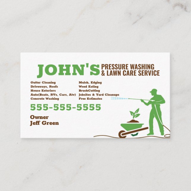 Pressure washing and Lawn Care Business Card (Front)