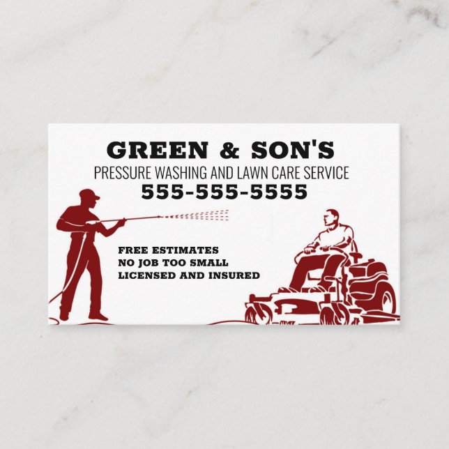 Pressure washing and Lawn Care Business Card (Front)