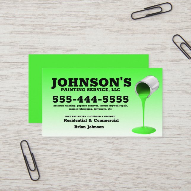 Pressure washing and Painting with details Busines Business Card (Front/Back In Situ)