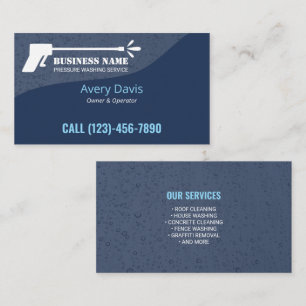 Pressure Washing Blue Power Wash House Cleaning Business Card