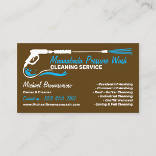 Pressure Washing brown Power Wash Cleaner CLEANING Business Card