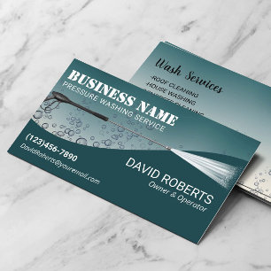Pressure Washing Bubbles Teal Power Wash Cleaning Business Card
