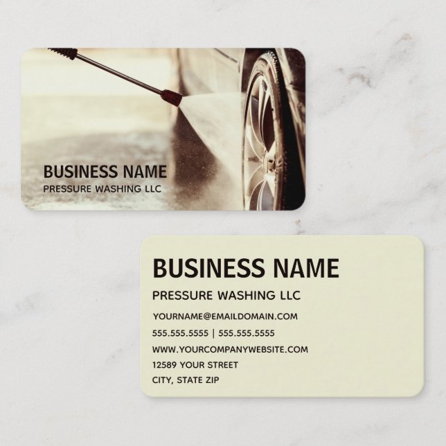 Pressure Washing Car House Power Wash Cleaning Business Card (Front/Back)