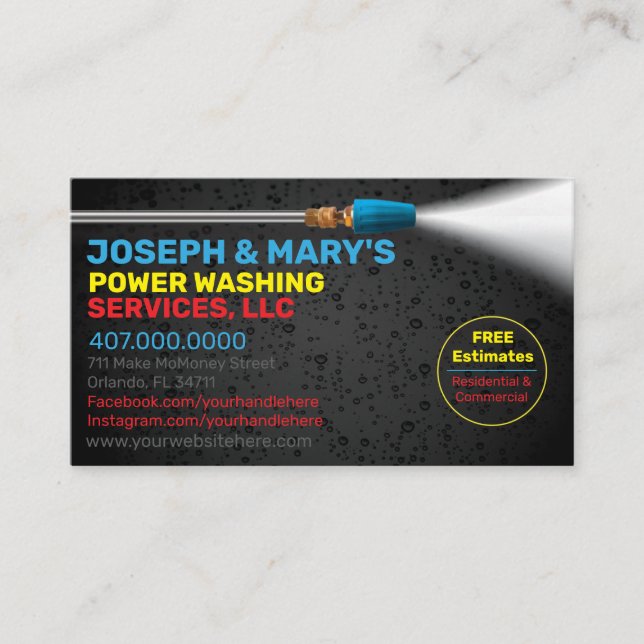 Pressure Washing & Cleaning Business Card Template (Front)