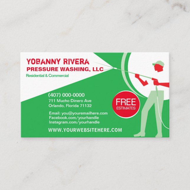 Pressure Washing & Cleaning Business Card Template (Front)