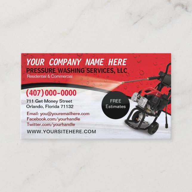 Pressure Washing & Cleaning Business Card Template (Front)