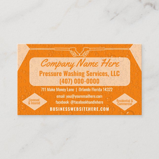 Pressure Washing & Cleaning Business Card Template (Front)