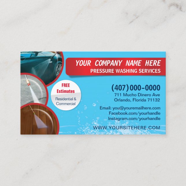 Pressure Washing & Cleaning Business Card Template (Front)