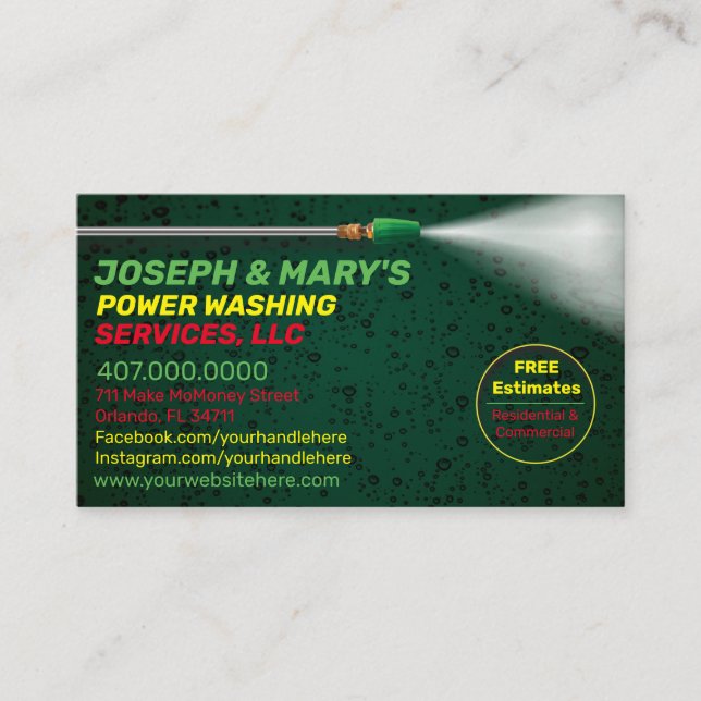 Pressure Washing & Cleaning Business Card Template (Front)
