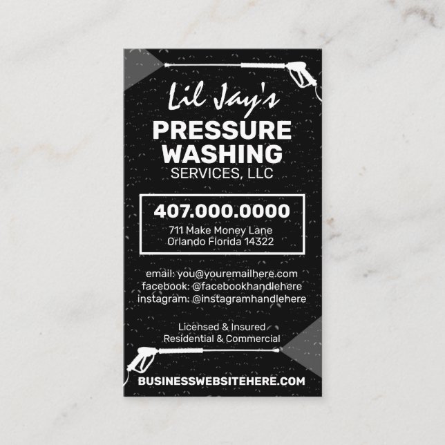 Pressure Washing & Cleaning Business Card Template (Front)