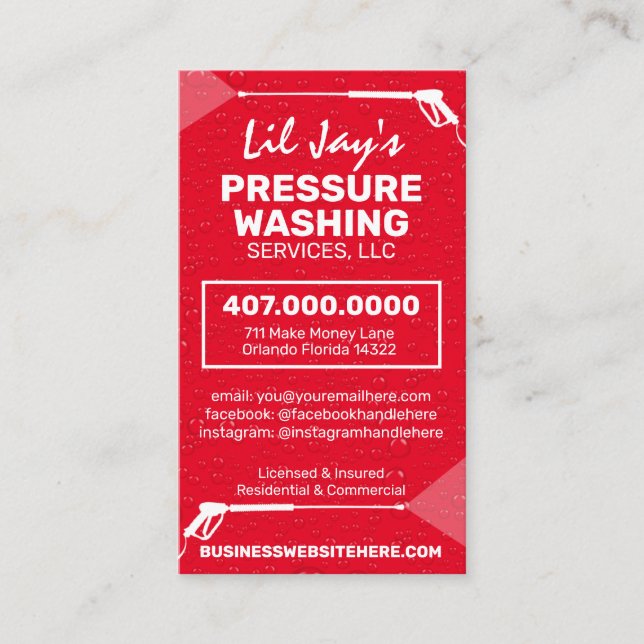 Pressure Washing & Cleaning Business Card Template (Front)