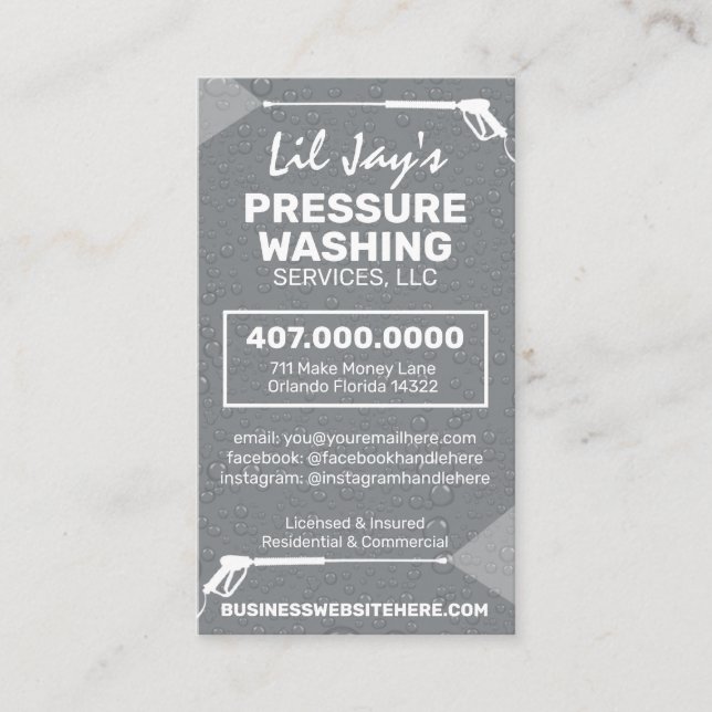 Pressure Washing & Cleaning Business Card Template (Front)