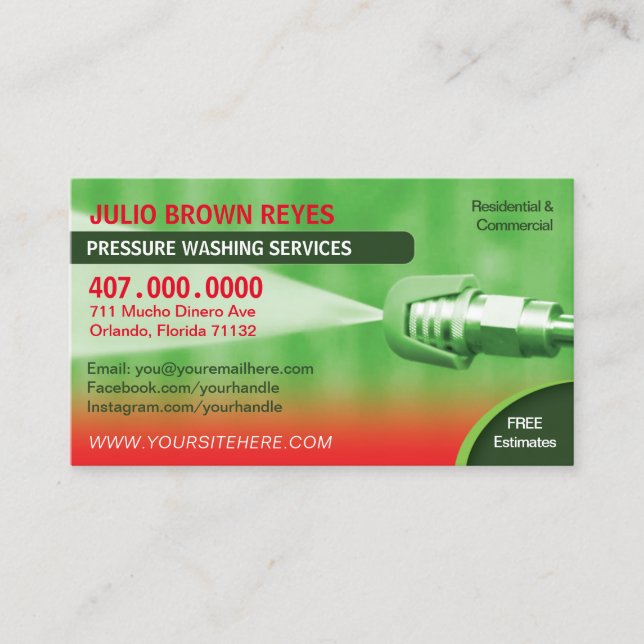 Pressure Washing & Cleaning Business Card Template (Front)