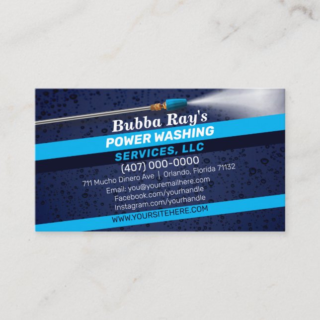 Pressure Washing & Cleaning Business Card Template (Front)