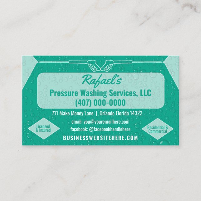 Pressure Washing & Cleaning Business Card Template (Front)
