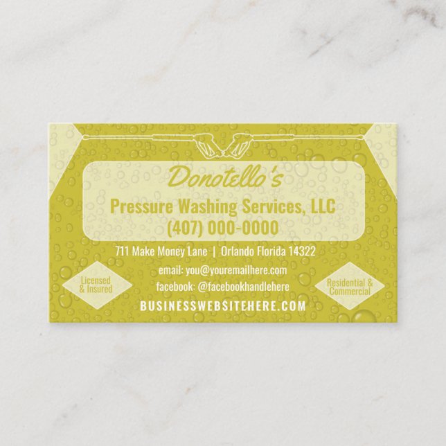 Pressure Washing & Cleaning Business Card Template (Front)