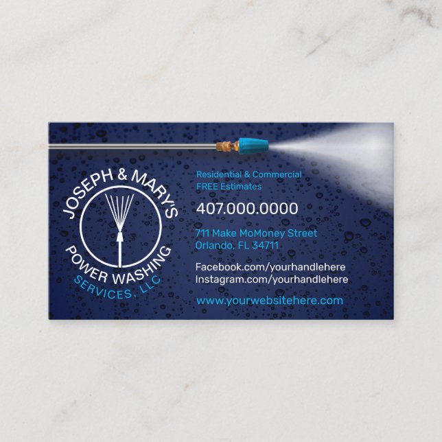 Pressure Washing & Cleaning Business Card Template (Front)