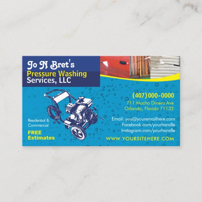 Pressure Washing & Cleaning Business Card Template (Front)