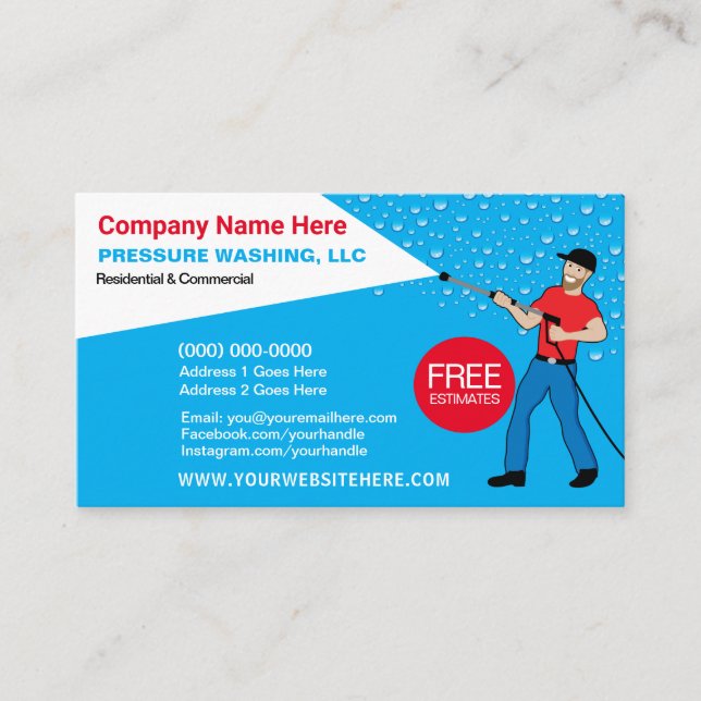 Pressure Washing & Cleaning Template Business Card (Front)