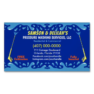 Pressure Washing & Cleaning Template Magnetic Business Card